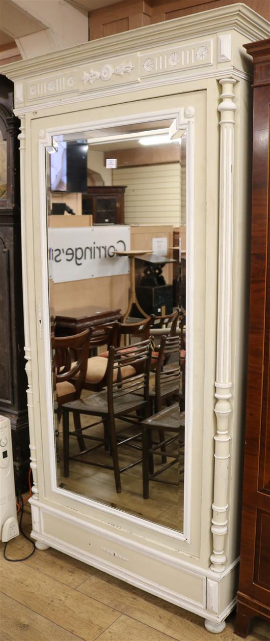 A late 19th century French painted armoire, H.214cm